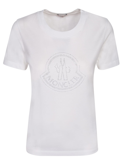 Shop Moncler Logo Print T-shirt White