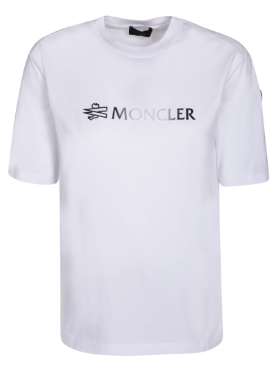 Shop Moncler Logo Print T-shirt White