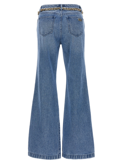 Shop Michael Kors Flare Chain Belt Jeans In Light Blue