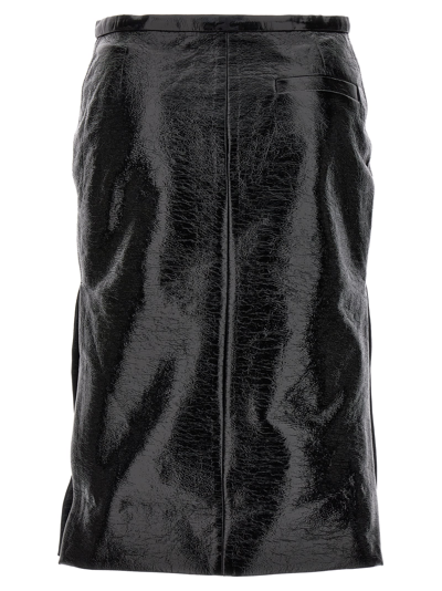 Shop Courrèges Double Slit Vinyl Skirt In Black