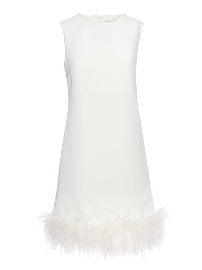 Shop P.a.r.o.s.h Dress With Feathers In White