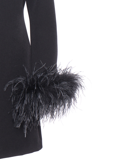 P.a.r.o.s.h Parosh Feather Trim Mini Dress With Elegant Silhouette And Keyhole Detail In Black