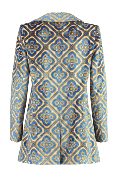 Shop Etro Jacquard Knit Coat In Multicolor