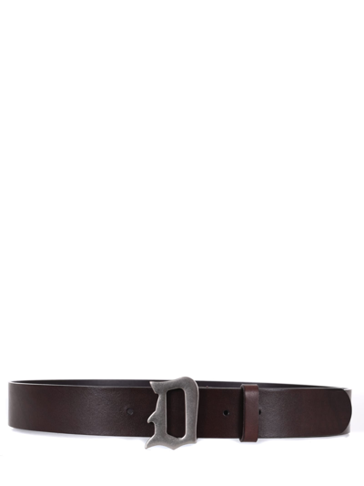 Shop Dondup Leather Belt In Marrone