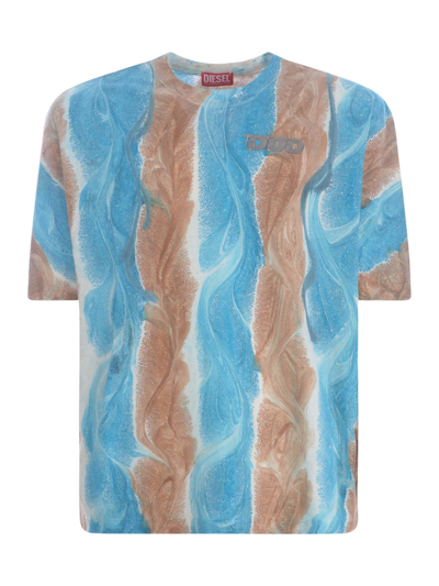 Shop Diesel T-shirt  T-wash-l2 In Cotton In Azzurro
