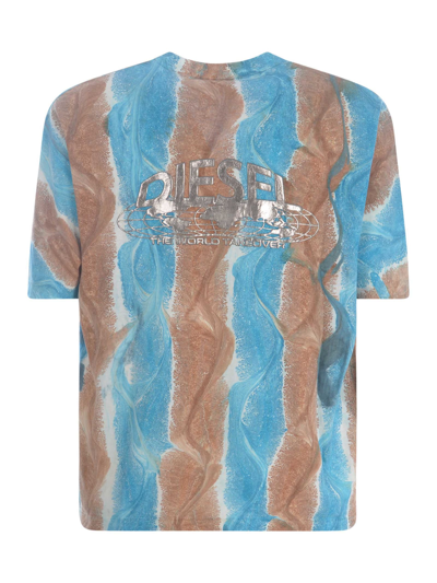 Shop Diesel T-shirt  T-wash-l2 In Cotton In Azzurro