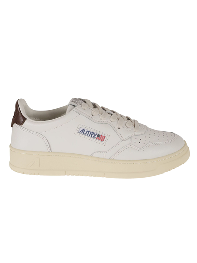 Shop Autry Medalist Low Man Sneakers In White/brown