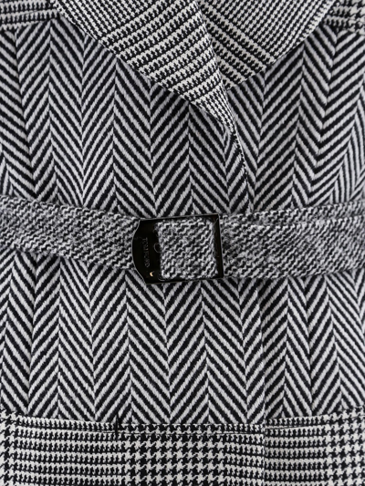 Tom Ford Wool Patchwork Coat In Black