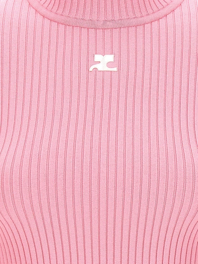Shop Courrèges Logo Embroidery Sweater Sweater, Cardigans Pink
