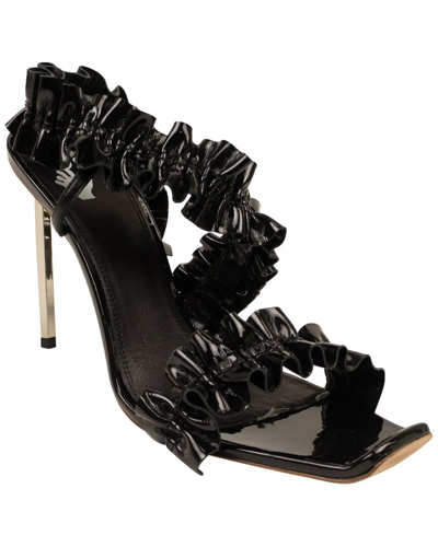 Shop Off-white Curtain Ruffle Leather Sandal In Black