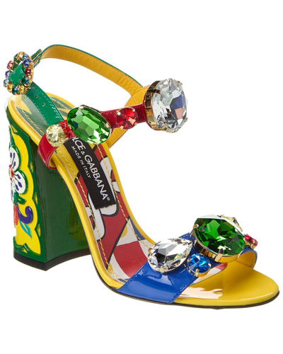 Shop Dolce & Gabbana Keira Patent Sandal In Green