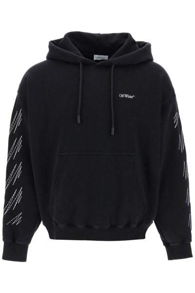 Shop Off-white Off White Hoodie With Contrasting Topstitching In Black