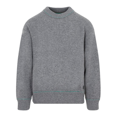 Shop Sacai Crewneck Knitted Pullover In Grey