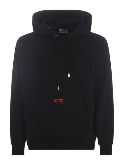 Shop Gcds Hooded Sweatshirt  "basic Logo" In Black