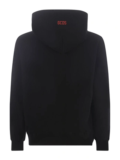 Shop Gcds Hooded Sweatshirt  "basic Logo" In Black