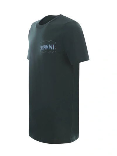 Shop Marni T-shirt In Verde Scuro