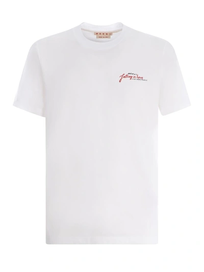 Shop Marni T-shirt  "falling In Love" In White