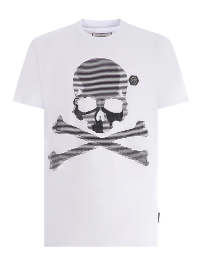 Philipp Plein Crew Neck Skull And Crossbones T-shirt In White