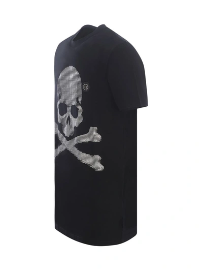 Philipp Plein Rhinestone Crew Neck T-shirt With Skull Graphic In Black