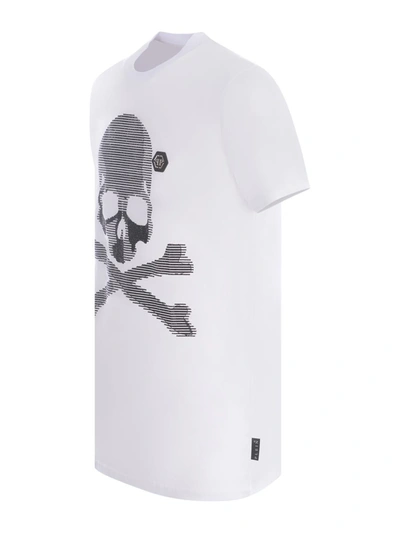 Philipp Plein Crew Neck Skull And Crossbones T-shirt In White
