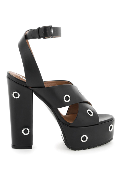 Shop Alaïa Alaia Leather Sandals With Eyelets Women In Black