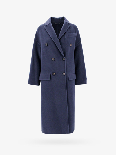 Shop Brunello Cucinelli Woman Coat Woman Blue Coats