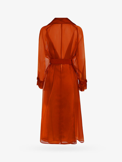 Shop Max Mara Woman Rauche Woman Orange Trench Coats