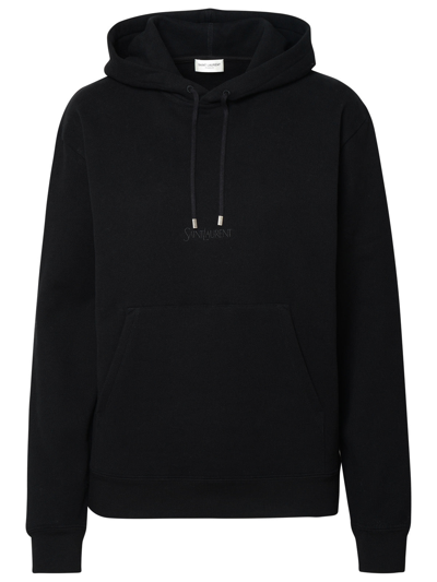 Shop Saint Laurent Woman  Black Cotton Sweatshirt
