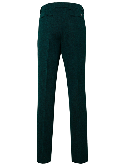 Shop Versace Man  Virgin Wool Petrol Pants In Green