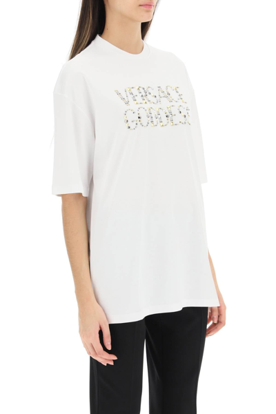 Shop Versace Goddess T-shirt With Studs Women In White