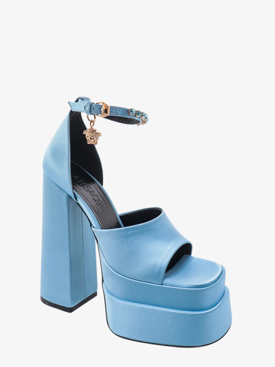 Shop Versace Woman Medusa Aevitas Woman Blue Sandals