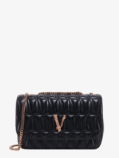 Shop Versace Woman Virtus Woman Black Shoulder Bags