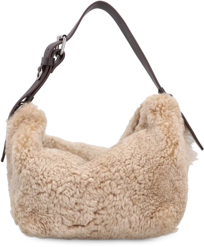 Shop Dsquared2 Shearling Handbag In Beige