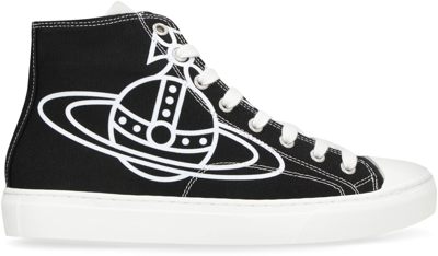 Shop Vivienne Westwood Plimsoll Canvas High-top Sneakers In Black