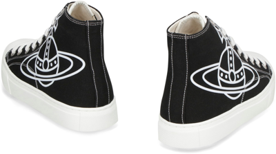 Shop Vivienne Westwood Plimsoll Canvas High-top Sneakers In Black