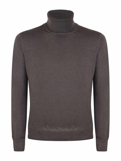 Shop Tagliatore Turtleneck In Marrone Melange