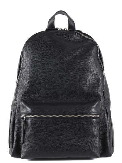 Orciani Micron Grained-leather Backpack In Nero