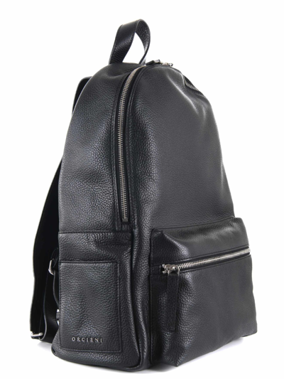 Orciani Micron Grained-leather Backpack In Nero