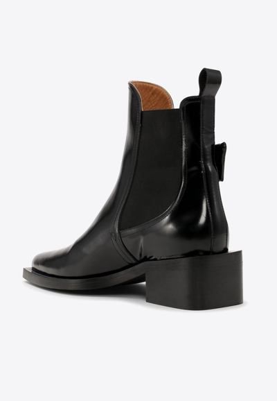 Shop Ganni Chunky Buckle Chelsea Boots In Black