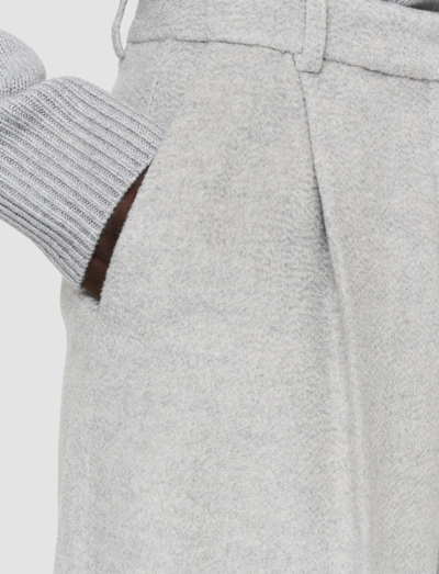 Shop Joseph Watermark Wool Primrose Trousers In Light Grey Melange