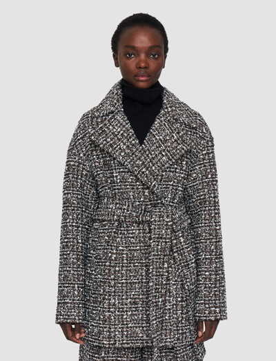Shop Joseph Wool Tweed Clery Coat In Black Combo