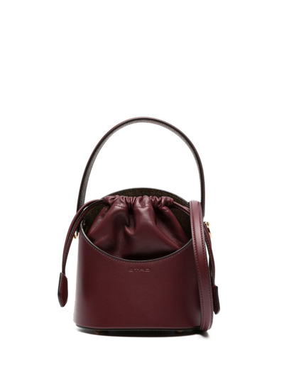 Shop Etro Red Mini Saturno Leather Bucket Bag