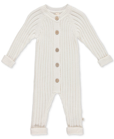 Shop Chickpea Snug By  Baby Cotton Chunky-ribbed-knit Coverall In Cream
