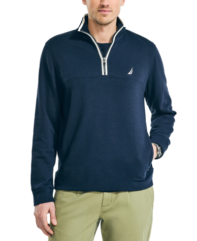 Shop Nautica Men's J-class Classic-fit Quarter Zip Fleece Sweatshirt In Navy Seas