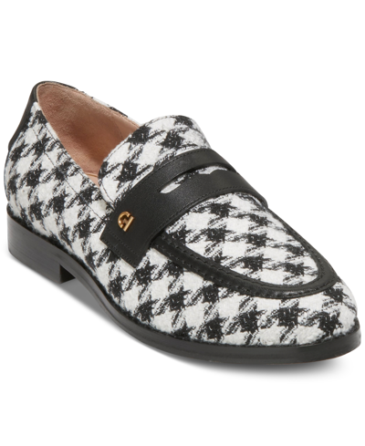 Shop Cole Haan Women's Lux Pinch Penny Loafers In Metallic Houndstooth Textile
