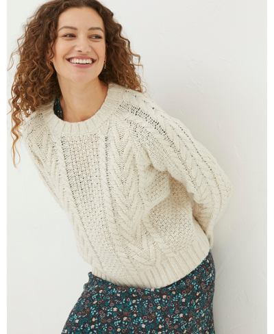Shop Fatface Women's Candice Cable Crew Sweater In Ivory