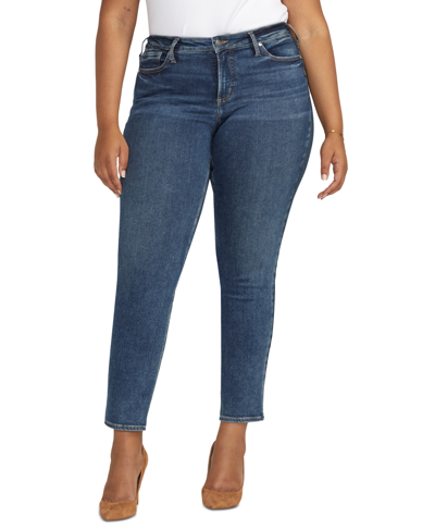 Shop Silver Jeans Co. Plus Size Infinite Fit One Size Fits Three Straight-leg Jeans In Indigo