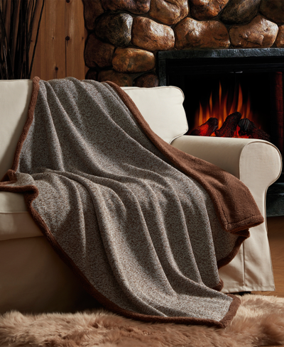Shop Fireside Heathered Knit Fleece Reverse Throw, 50" X 60" In Brown