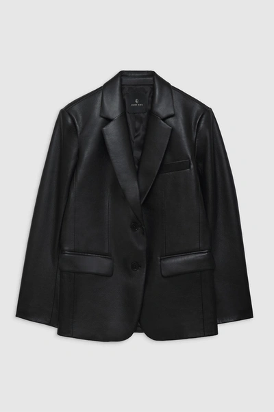 Shop Anine Bing Classic Blazer In Black Recycled Leather