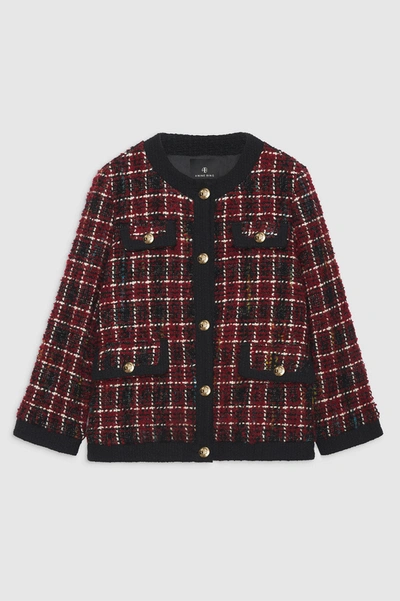 Shop Anine Bing Lydia Jacket In Cherry Plaid In Red